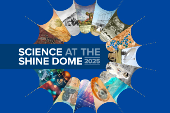 Science at the Shine Dome artwork featuring representations of historical moments in Australian science.